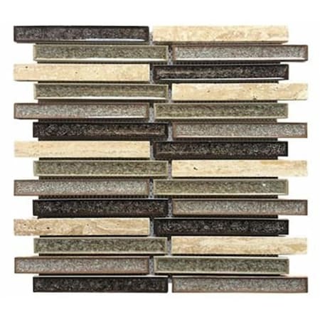 Intrend Tile 075 x 6 in Ceramic  Stone Linear Mosaic Blend Tan CT001B